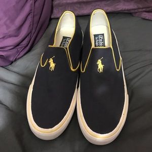 New Navy Blue & Yellow Polo Side On Sneakers